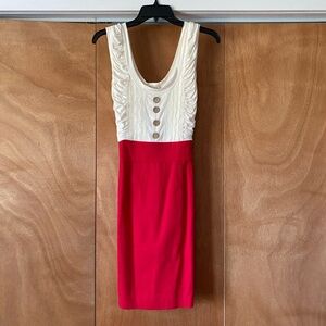 Alythea Red and White Buttoned Midi Dress